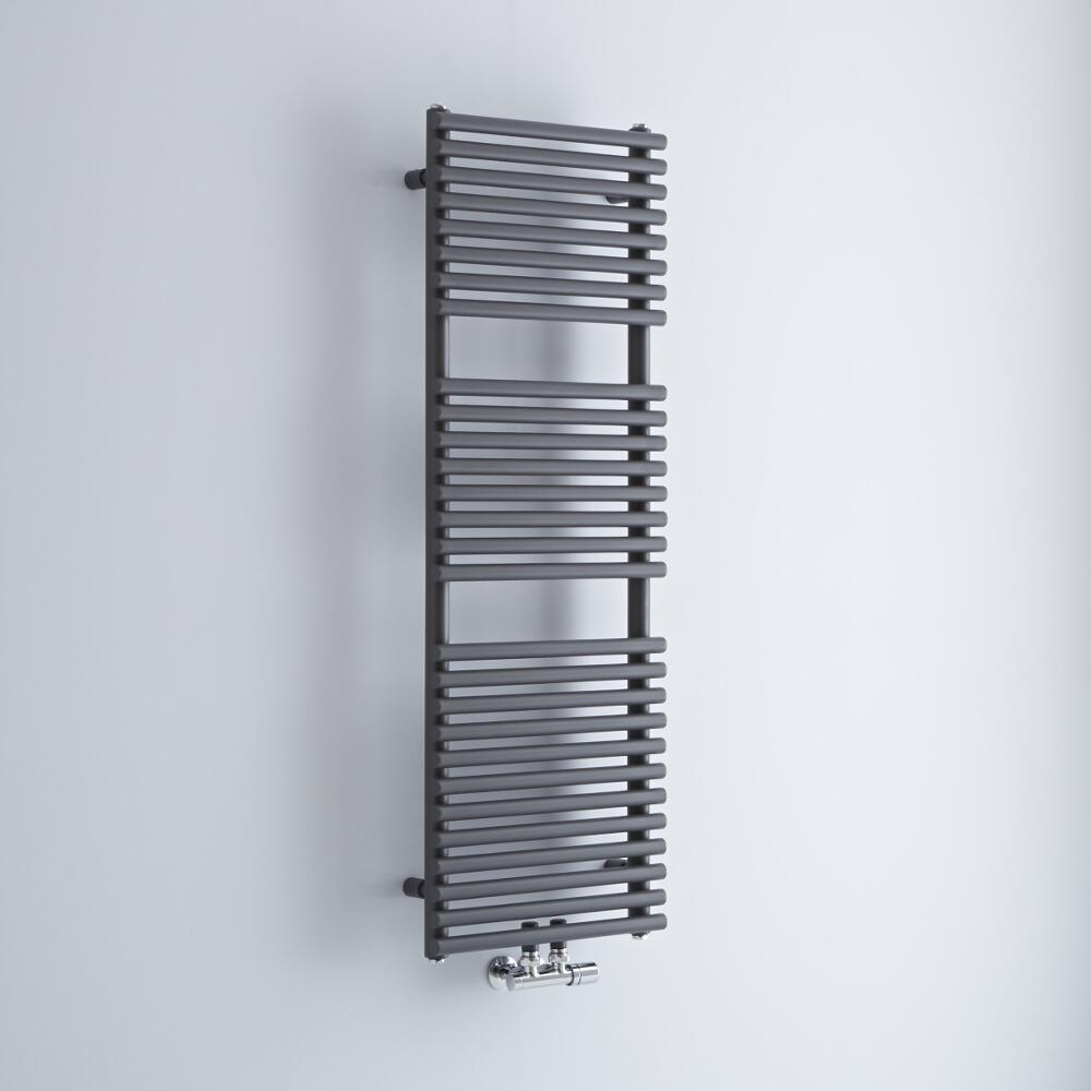 Milano Via - Anthracite Bar on Bar Central Connection Heated Towel Rail 1216mm x 400mm