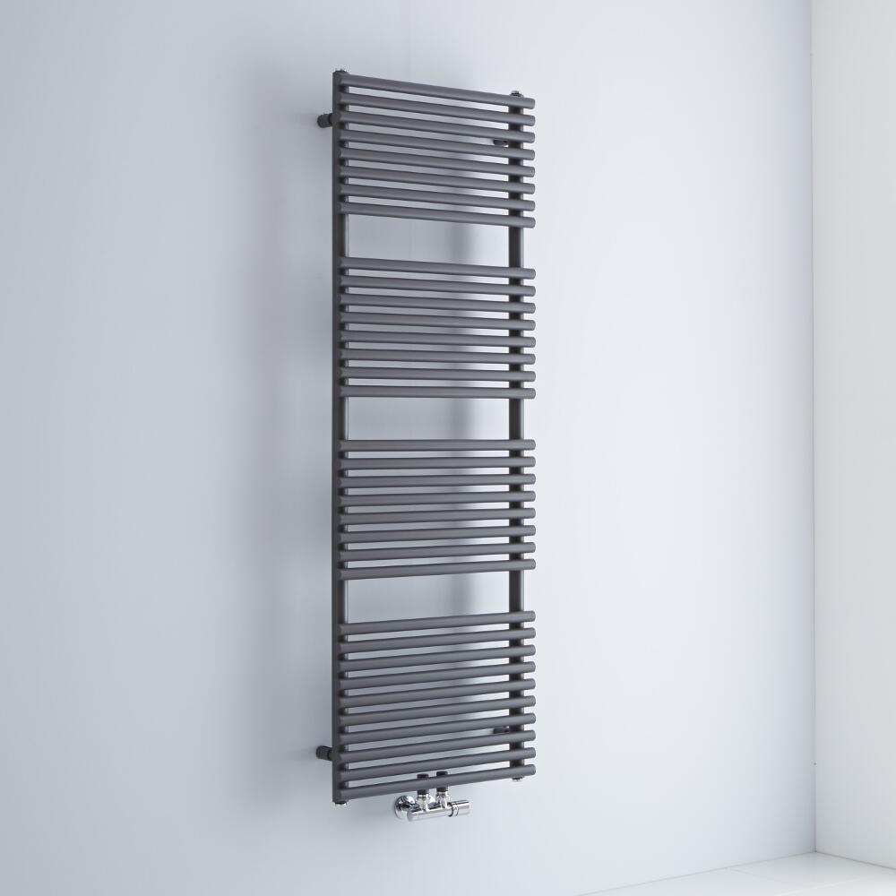 Milano Via - Anthracite Bar on Bar Central Connection Heated Towel Rail 1520mm x 500mm