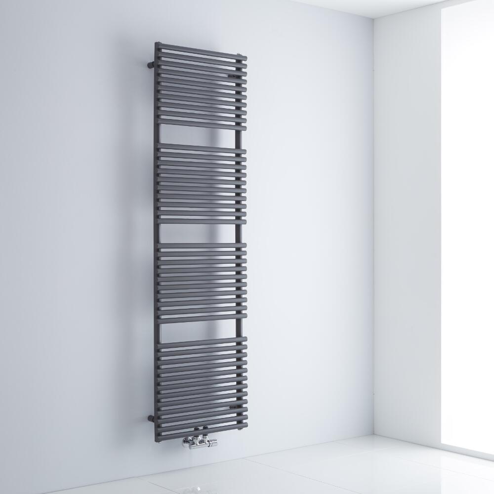 Milano Via - Anthracite Bar on Bar Central Connection Heated Towel Rail 1823mm x 500mm