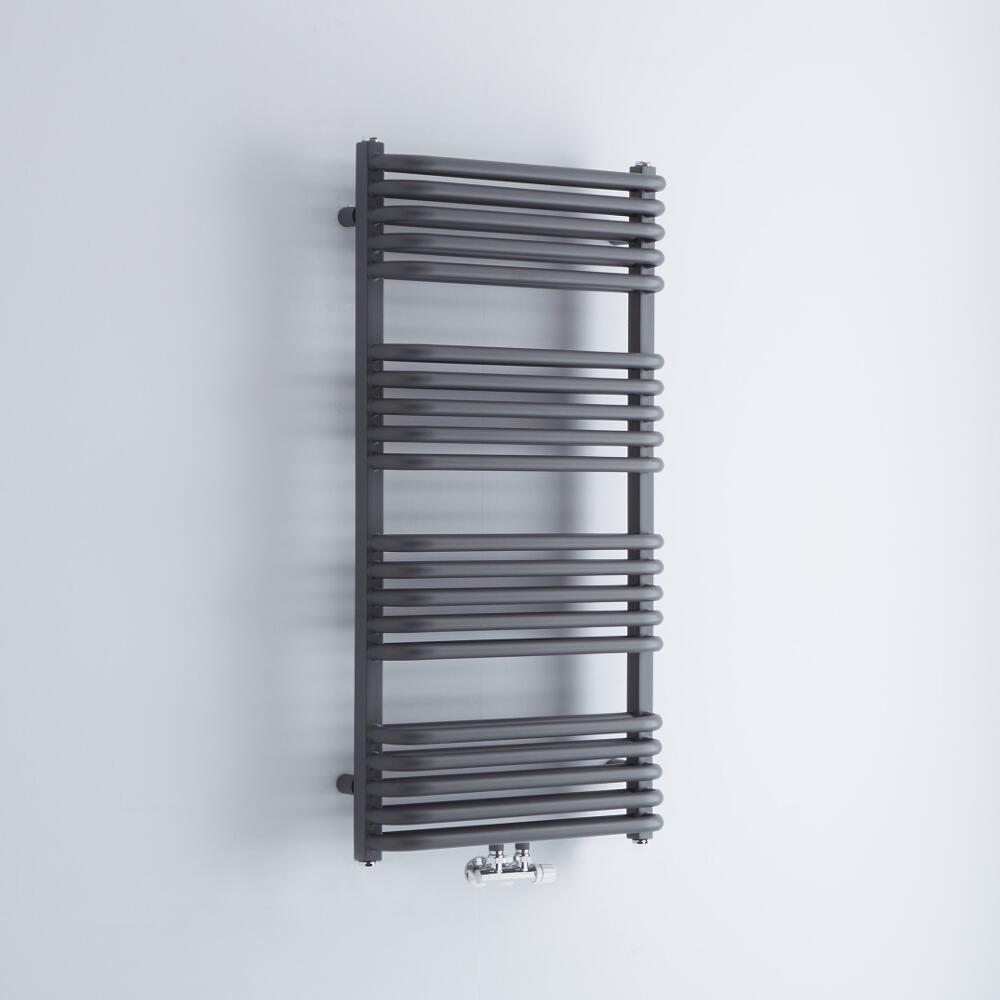 Milano Bow - Anthracite D Bar Heated Towel Rail 1000mm x 500mm
