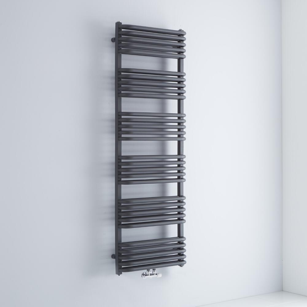 Milano Bow - Anthracite D Bar Central Connection Heated Towel Rail 1533mm x 500mm