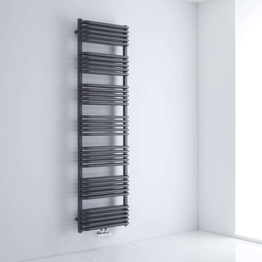 Milano Bow - Anthracite D Bar Central Connection Heated Towel Rail 1800mm x 500mm