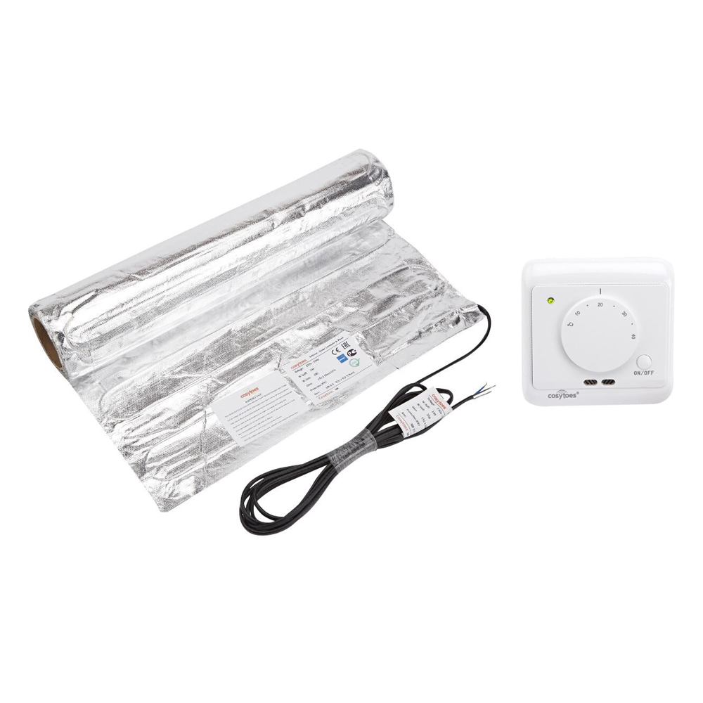 Cosy Toes - Electric Under Floor Heating Soft Mat & Manual Thermostat - Various Mat Sizes