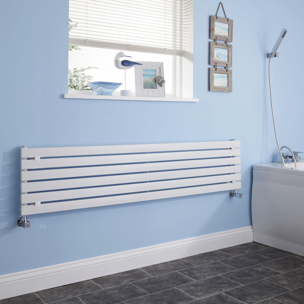 Milano Capri - White Horizontal Flat Panel Designer Radiator 354mm x 1600mm