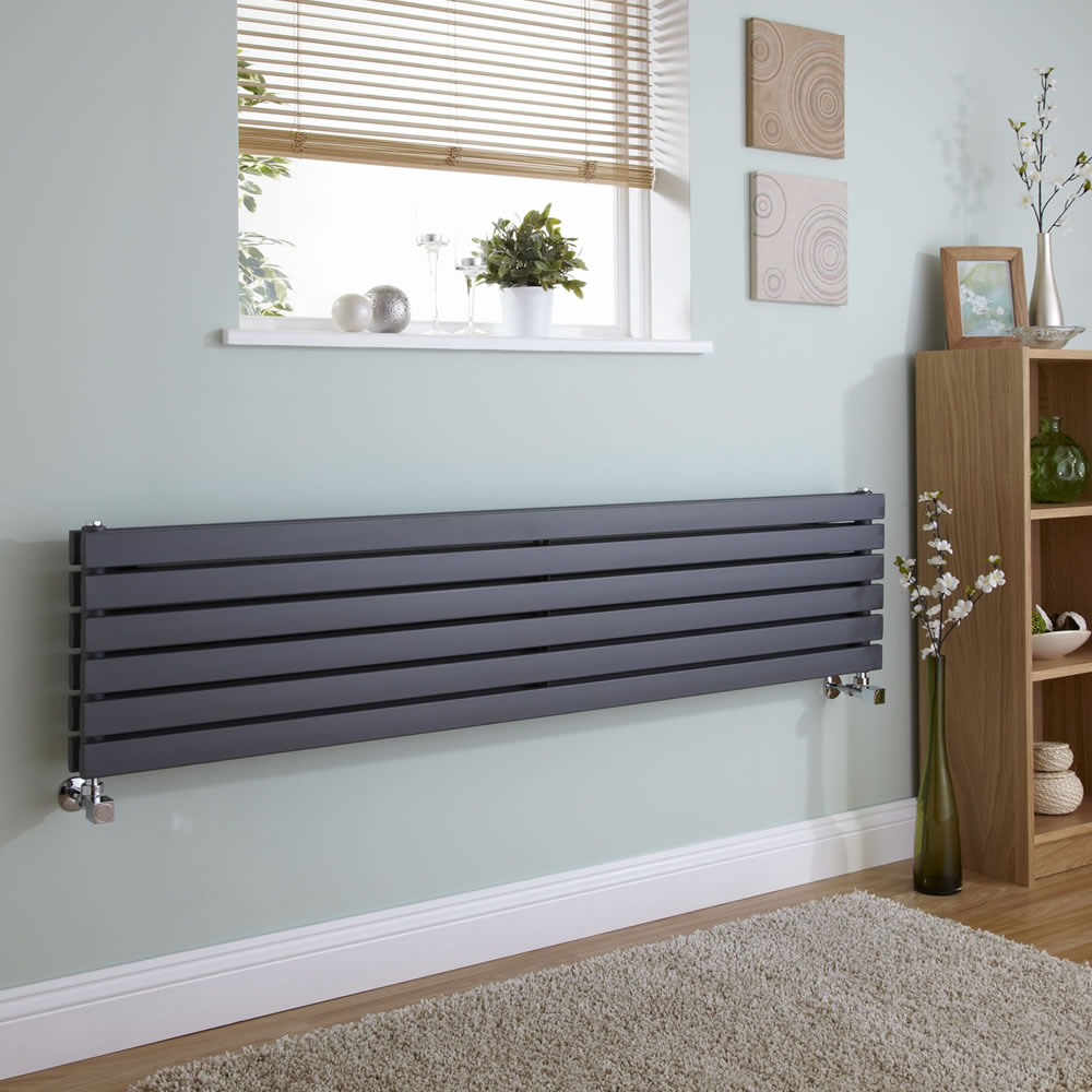 Milano Capri - Anthracite Horizontal Flat Panel Double Designer Radiator 354mm x 1780mm
