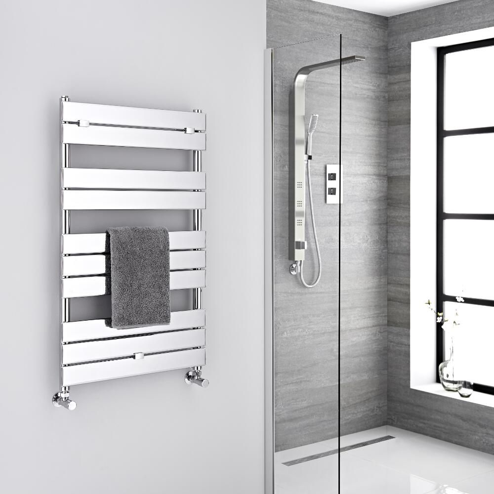 Designer Bathroom Flat Panel Heated Towel Rail Radiator Rad 1000x600mm Chrome