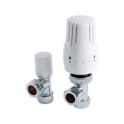 Milano - Liquid Filled White Thermostatic Radiator Valve and Lockshield Valve Pack