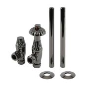 Milano Windsor - Thermostatic Antique Style Angled Radiator Valve and Pipe Set - Choice of Finish