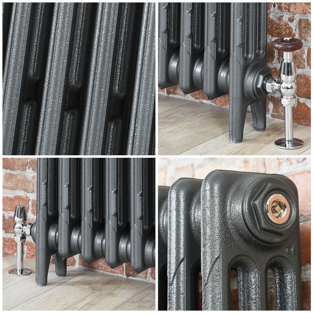 Milano Mercury - Cast Iron Radiator - 660mm Tall - Antique Silver ...