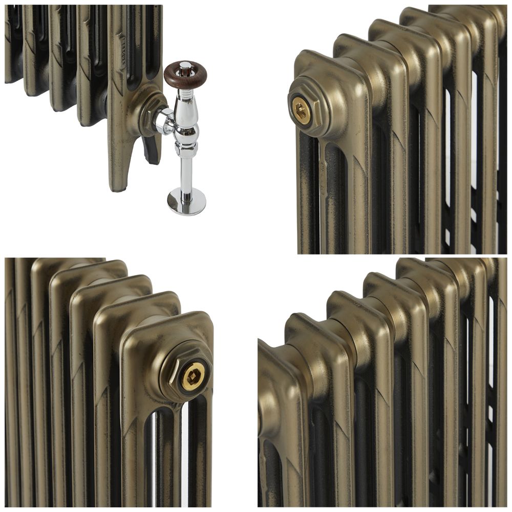 Milano Mercury - 3 Column Cast Iron Radiator - 860mm Tall - Natural ...