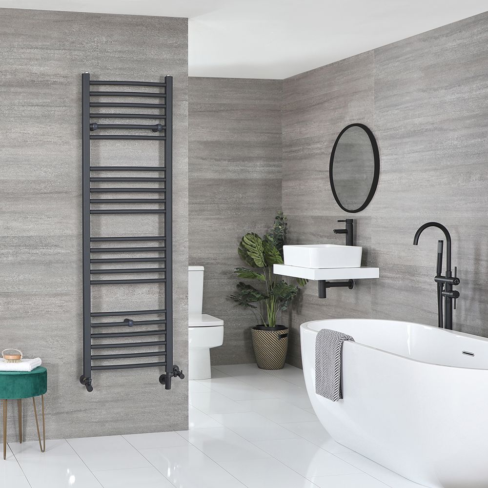 Milano Artle Anthracite Dual Fuel Straight Heated Towel Rail 1600mm x 500mm