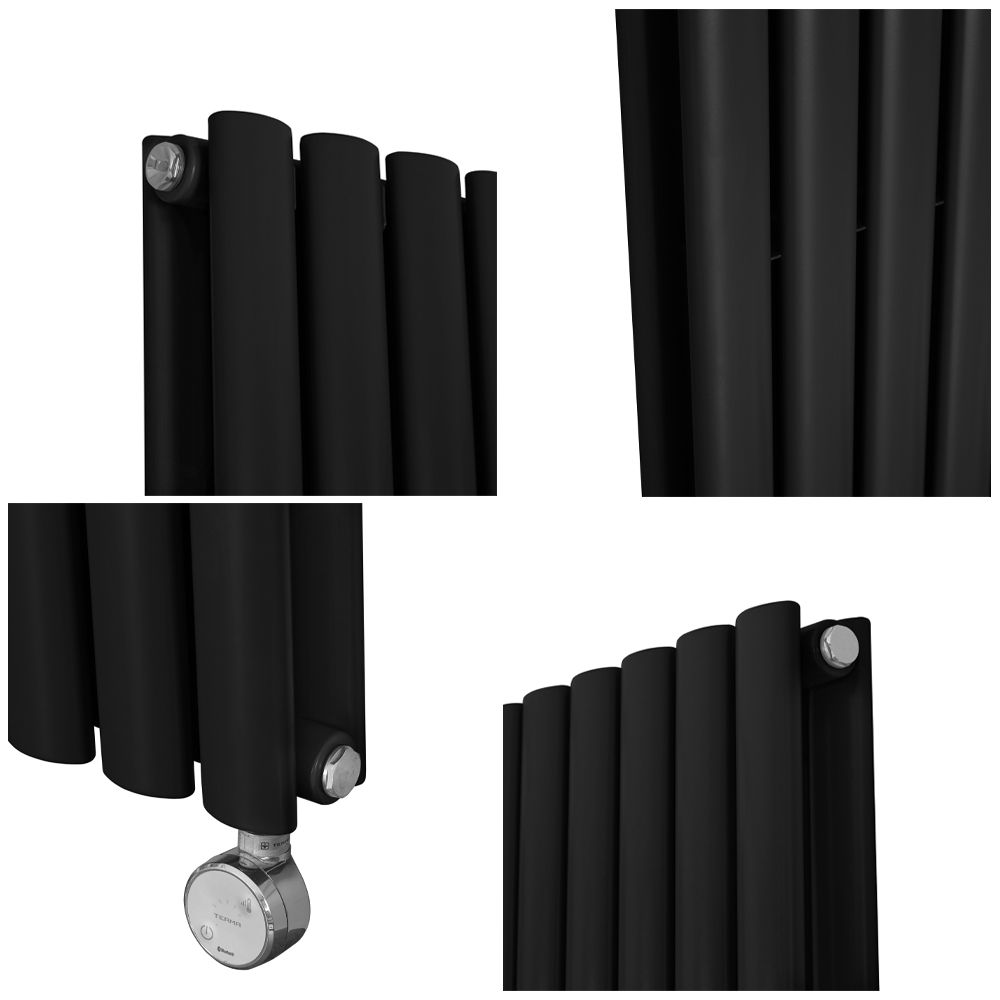 Milano Aruba Slim Electric - Black Vertical Designer Radiator 
