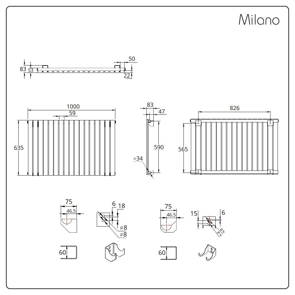 Milano x ECOSO Capri Electric White Horizontal Designer Radiator