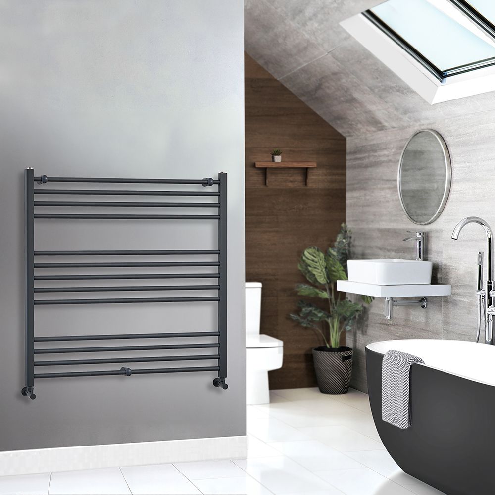 Milano Artle - Anthracite Straight Bar Heated Towel Rail - 1000mm X
