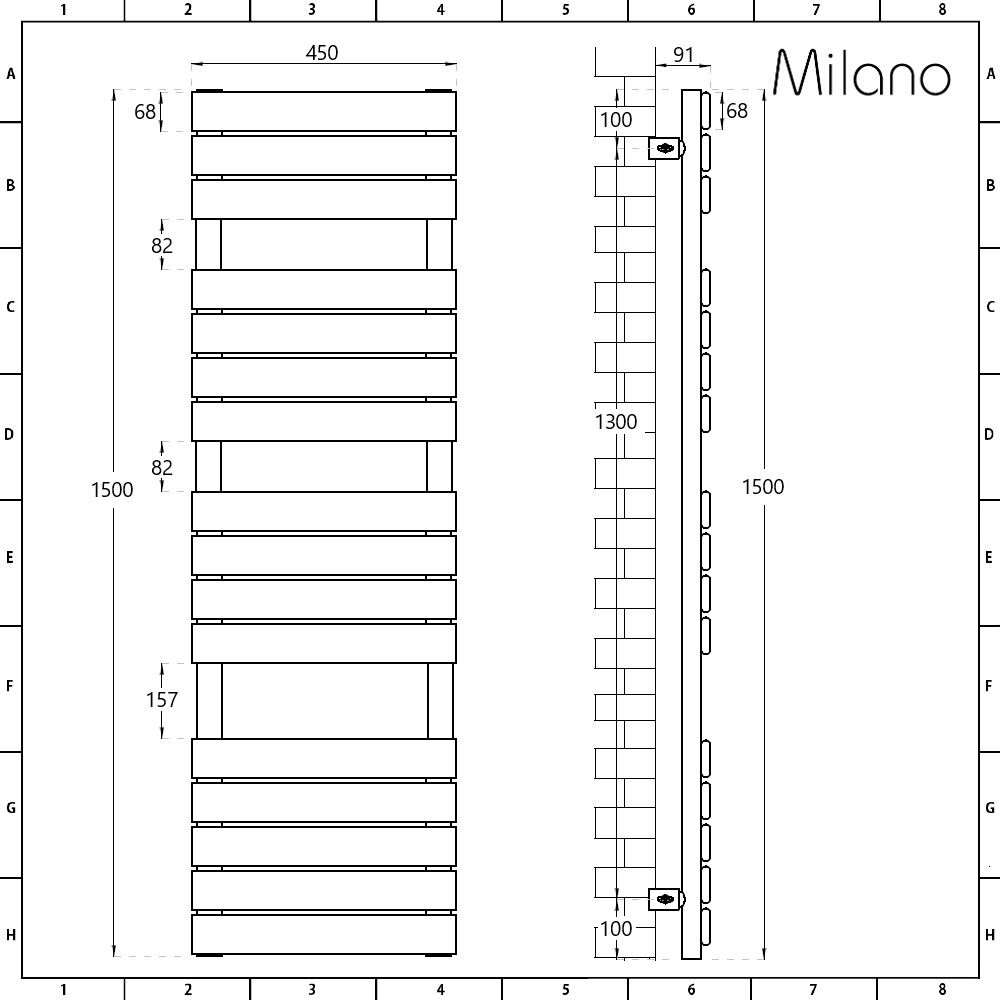Milano x ECOSO Lustro Electric Designer White Flat Panel Heated Towel