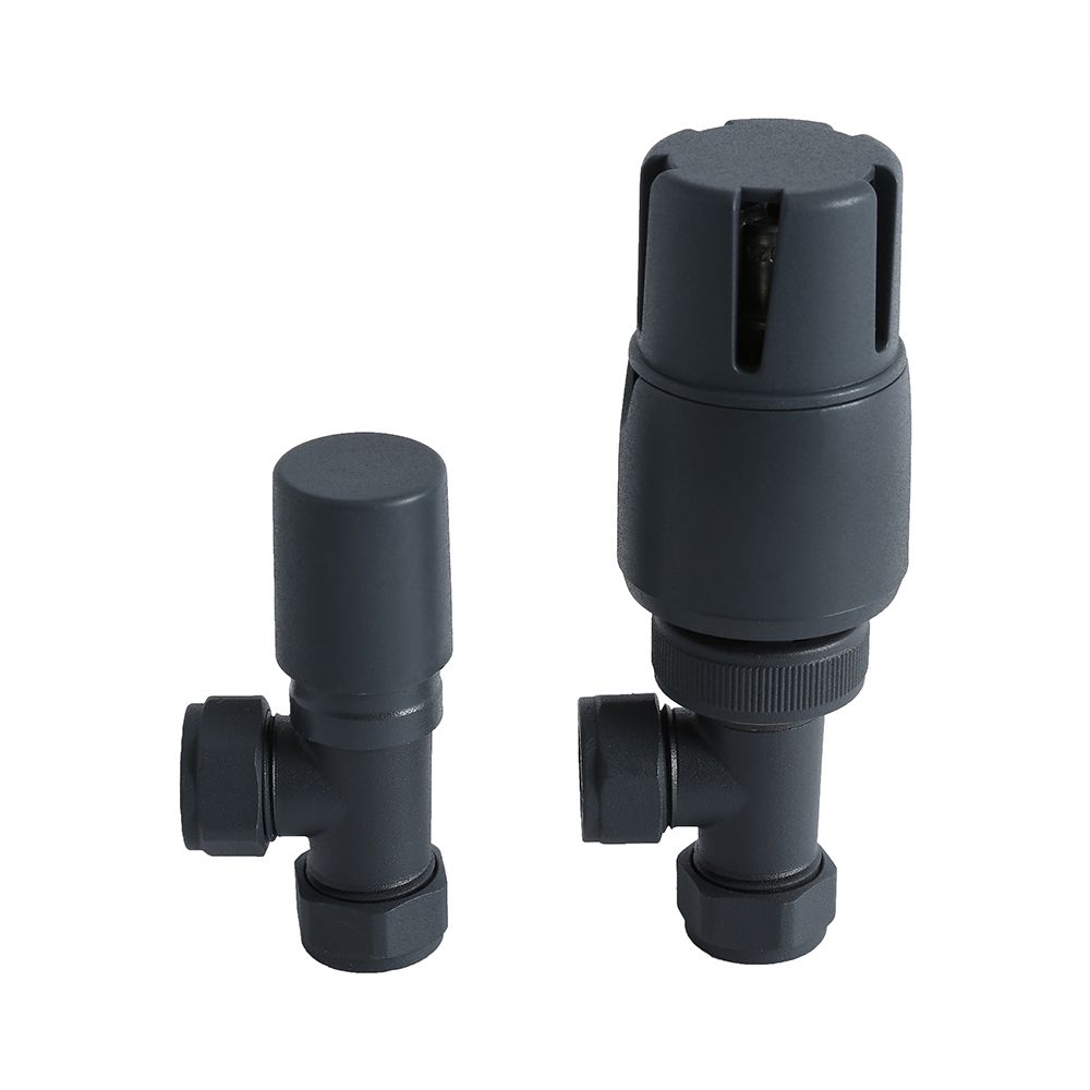 Milano - Modern Anthracite Thermostatic Angled Radiator Valves