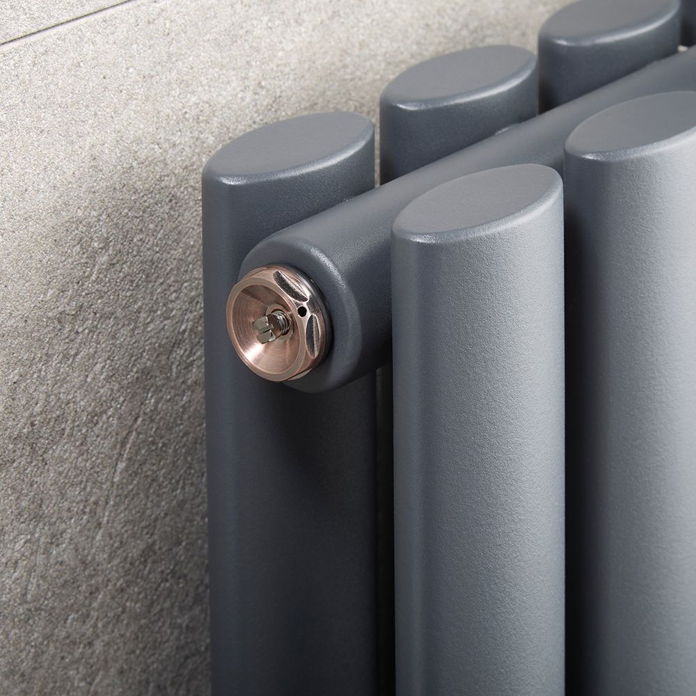 Milano Radiator Inserts Milano - Modern Pipe and Angled Radiator Valve Set - Brushed Bronze