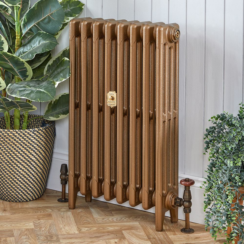 Middle Connection Traditional Radiators Milano Mercury - 4 Column Cast Iron Radiator - 960mm Tall - Burnt Gold ...