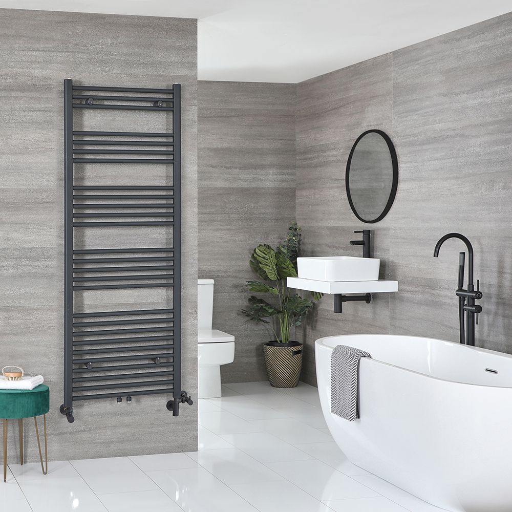 Milano Neva Anthracite Dual Fuel Heated Towel Rail 1600mm x 500mm