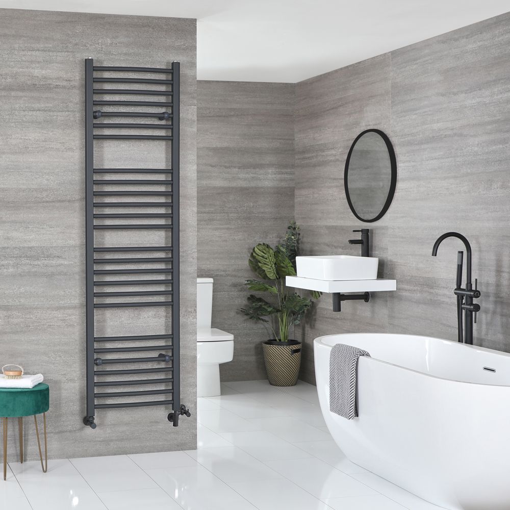 Milano Artle Anthracite Dual Fuel Curved Heated Towel Rail