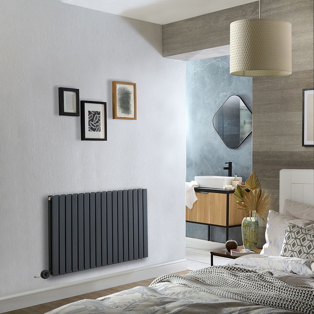 Milan Radiator Milano Capri - Electric Anthracite Horizontal Designer Radiator - 635mm ...
