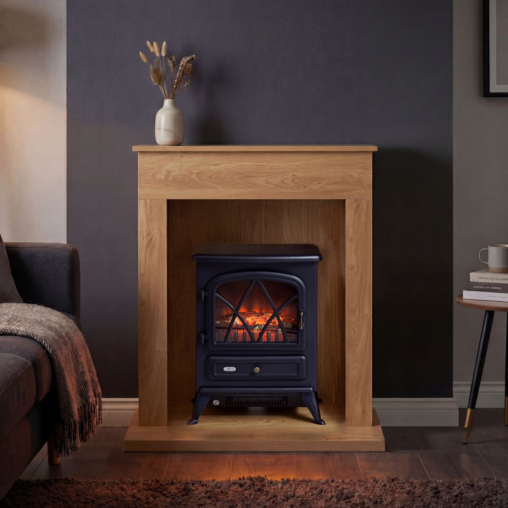 ECOSO Siena - Traditional Electric Stove with Fireplace Surround ...