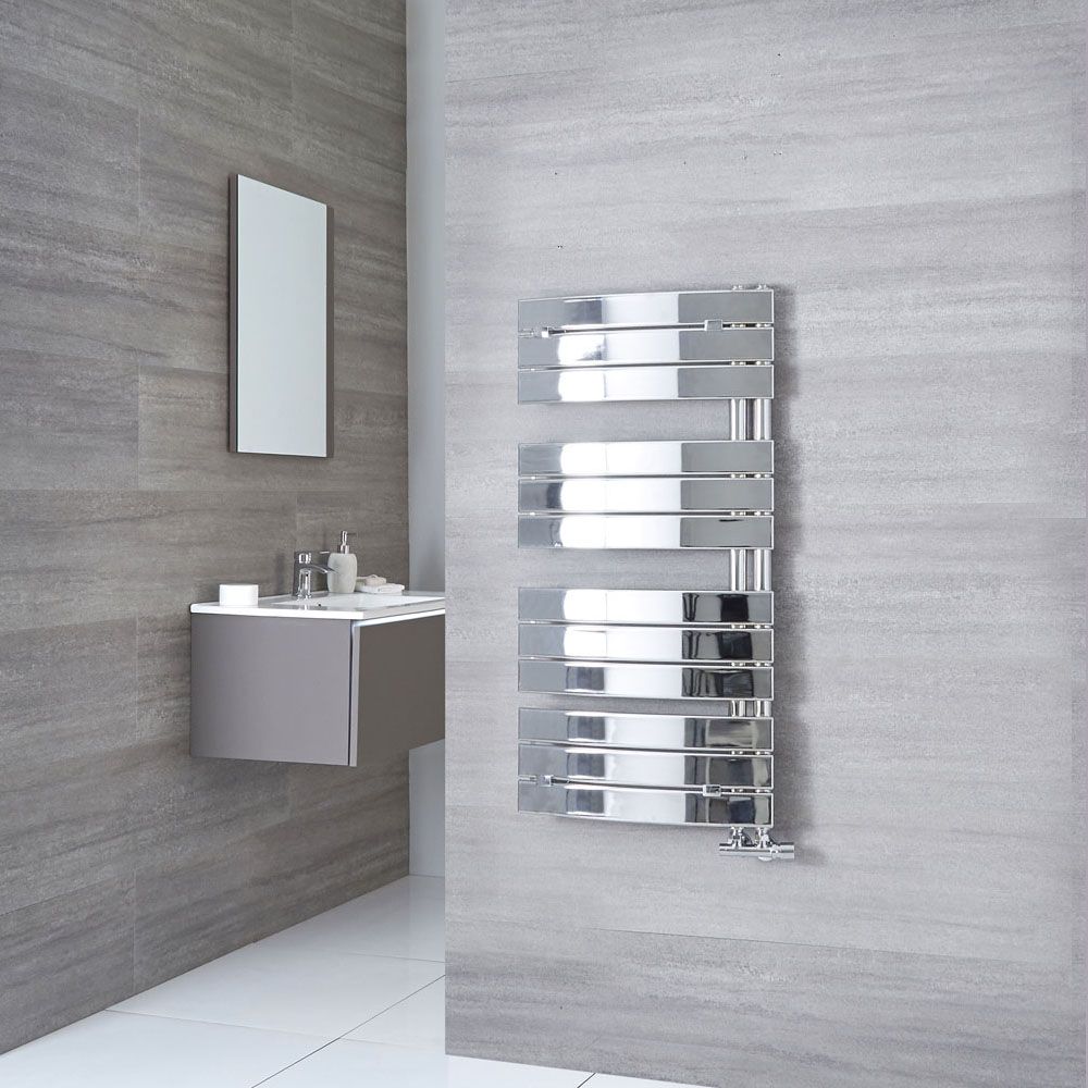 Milano Azore Chrome Curved Heated Towel Rail 1080mm x 550mm
