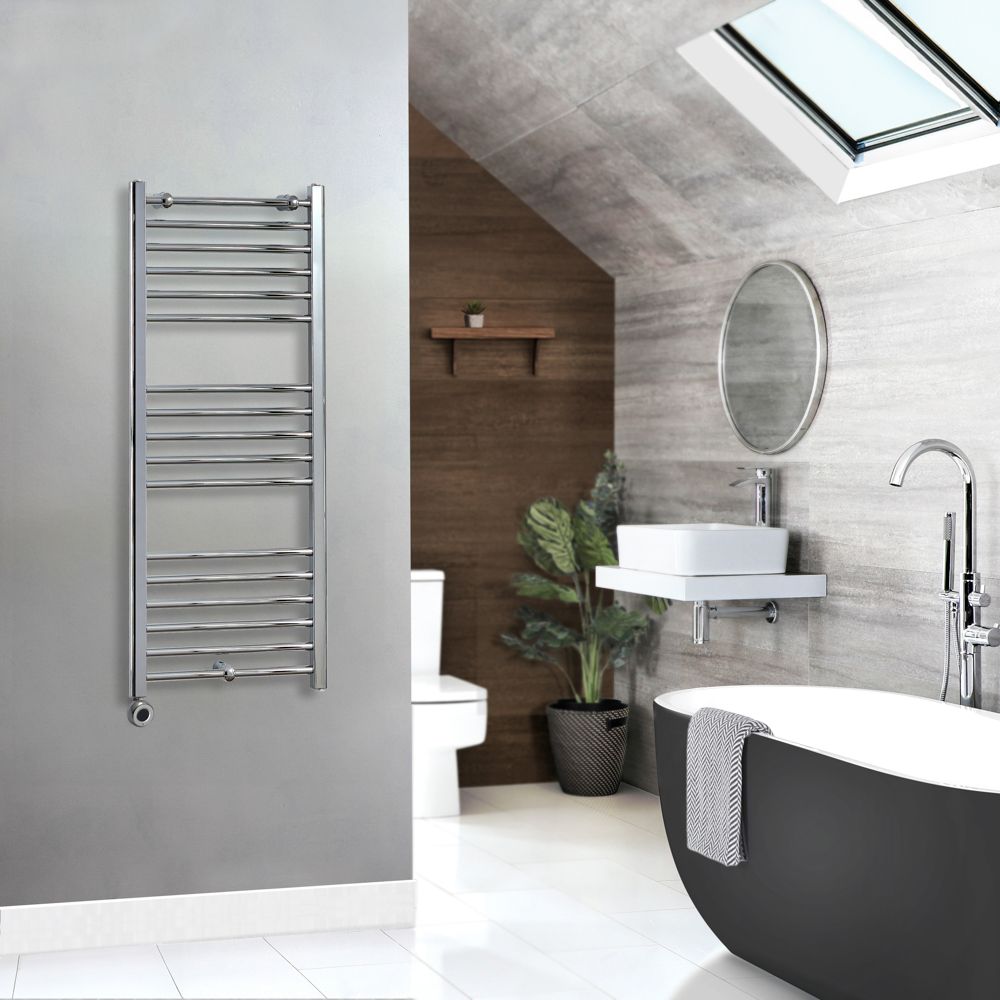 Milano x ECOSO Kent Electric Chrome Straight Heated Towel Rail