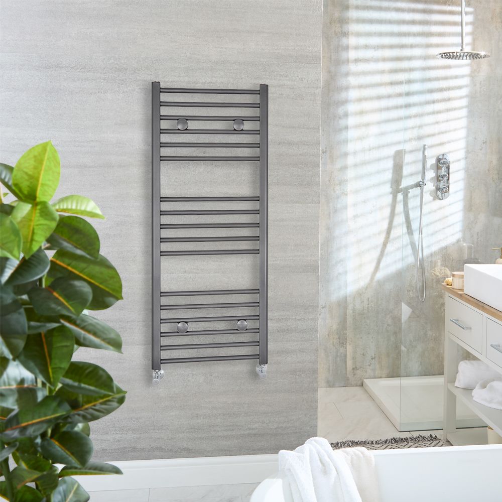 Milano Ive Pewter Straight Heated Towel Rail Choice of Size