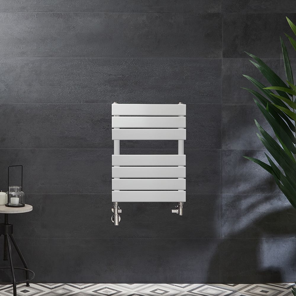 Milano Lustro Dual Fuel Designer White Flat Panel Heated Towel