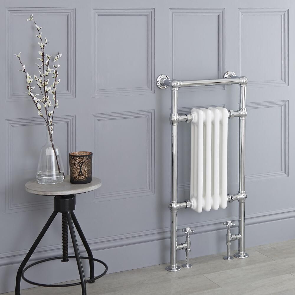 Milano Elizabeth White and Chrome Traditional Heated Towel Rail