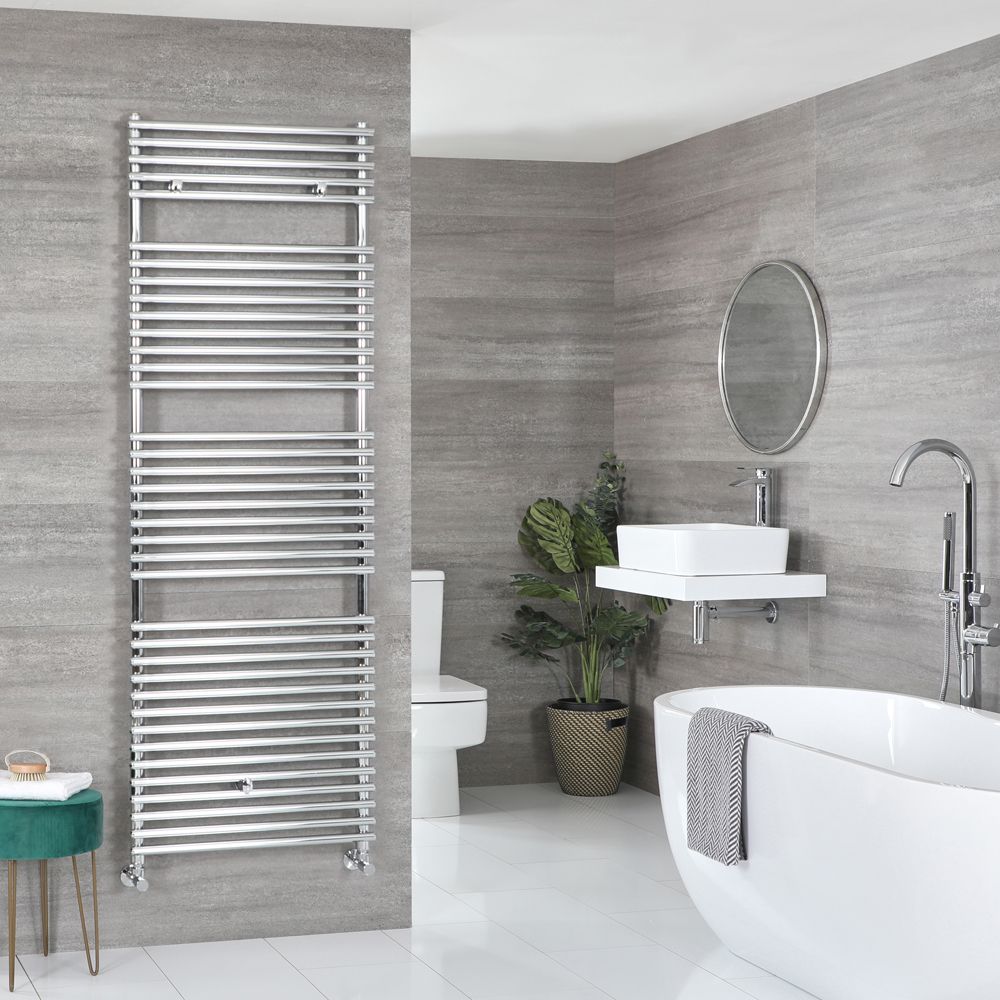 Modern Designer Square Bar Heated Bathroom Towel Rail Radiator Heating Chrome 