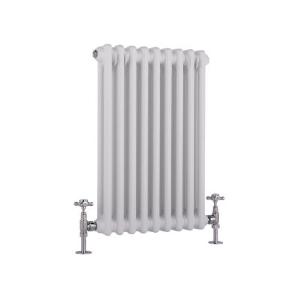 Milano Windsor - Horizontal Double Column White Traditional Cast Iron Style Radiator - 600mm x 425mm