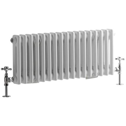 Milano Windsor - Horizontal Double Column White Traditional Cast Iron Style Radiator - 300mm x 785mm