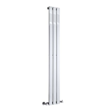 Milano Alpha - Chrome Vertical Flat Panel Designer Radiator 1600mm x 225mm (Single Panel)