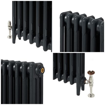 Milano Mercury - Cast Iron Radiator - 3 Column - 860mm Tall - Farrow & Ball Railings Grey