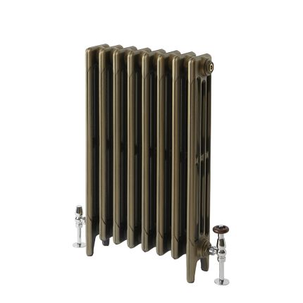 Milano Mercury - 4 Column Cast Iron Radiator - 560mm Tall - Natural Brass - Multiple Sizes Available