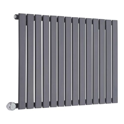 Milano Alpha Electric - Anthracite Horizontal Flat Panel Designer Radiator - 635mm x 980mm (Single Panel) - with Bluetooth Thermostatic Heating Element