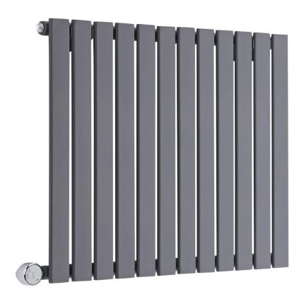 Milano Alpha Electric - Anthracite Horizontal Flat Panel Designer Radiator - 635mm x 840mm (Single Panel) - with Bluetooth Thermostatic Heating Element