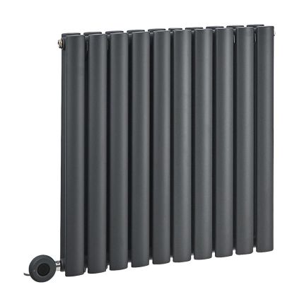 Milano Aruba - Electric Anthracite Horizontal Designer Radiator - Choice of Size and Wi-Fi Thermostat - Plug-In and Hardwired Options
