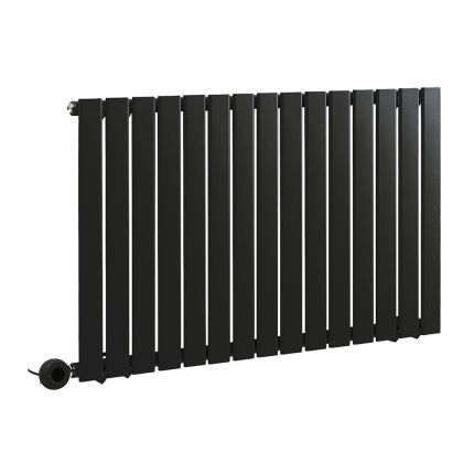 Milano x ECOSO Alpha Electric - Black Horizontal Flat Panel Designer Radiator - 635mm x 1190mm (Single Panel) - with Wi-Fi Thermostatic Heating Element