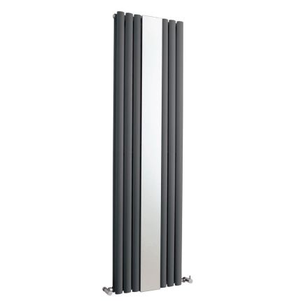 Milano Aruba - Anthracite Vertical Designer Radiator With Mirror - 1800mm x 499mm - Choice of Panel
