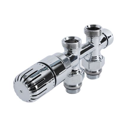 Milano - Chrome Thermostatic H Block Straight Valve With Euro Cone Adaptor - Copper 15mm
