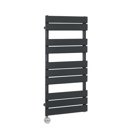 Milano x ECOSO Lustro Electric - Designer Anthracite Flat Panel Heated Towel Rail - 975mm x 450mm  - with Thermostatic Wi-Fi Heating Element