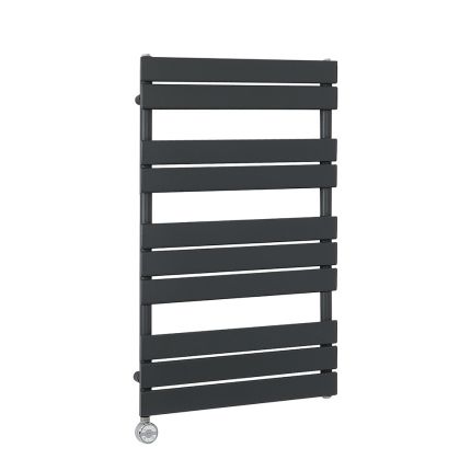 Milano x ECOSO Lustro Electric - Designer Anthracite Flat Panel Heated Towel Rail - 975mm x 600mm  - with Thermostatic Wi-Fi Heating Element