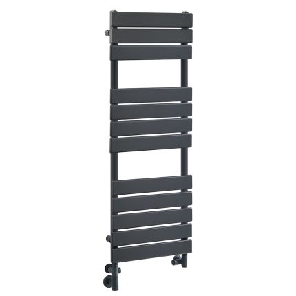 Milano Lustro Dual Fuel - Designer Anthracite Flat Panel Heated Towel Rail - 1200mm x 450mm