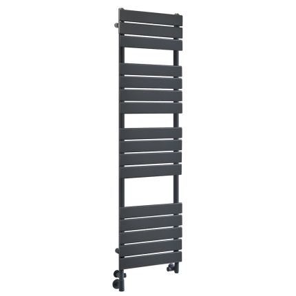 Milano Lustro Dual Fuel - Designer Anthracite Flat Panel Heated Towel Rail - 1500mm x 450mm