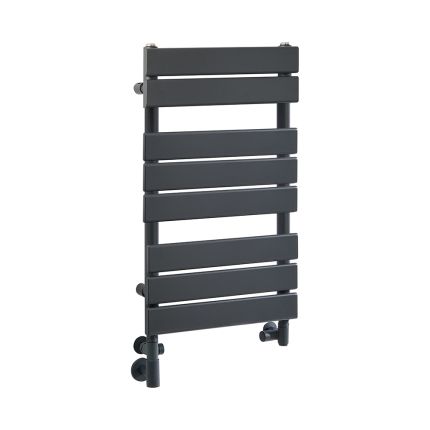 Milano Lustro Dual Fuel - Designer Anthracite Flat Panel Heated Towel Rail - 825mm x 450mm