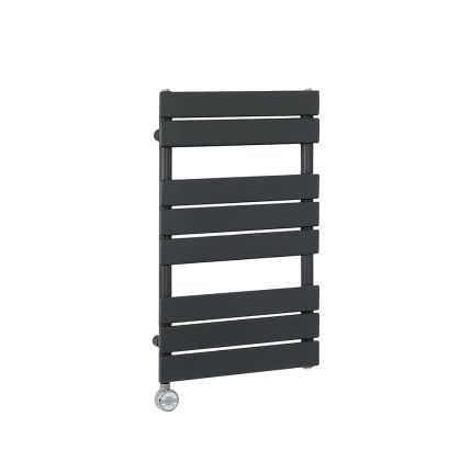 Milano x ECOSO Lustro Electric - Designer Anthracite Flat Panel Heated Towel Rail - 825mm x 450mm - with Thermostatic Wi-Fi Heating Element