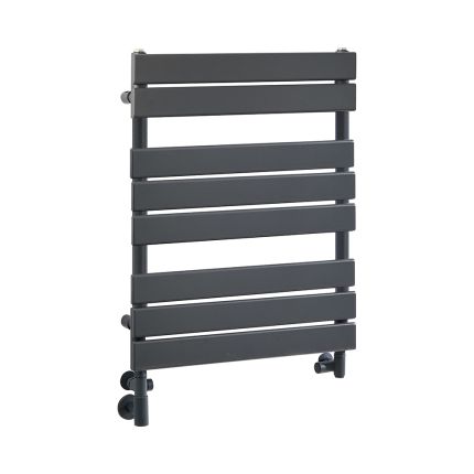 Milano Lustro Dual Fuel - Designer Anthracite Flat Panel Heated Towel Rail - 825mm x 600mm